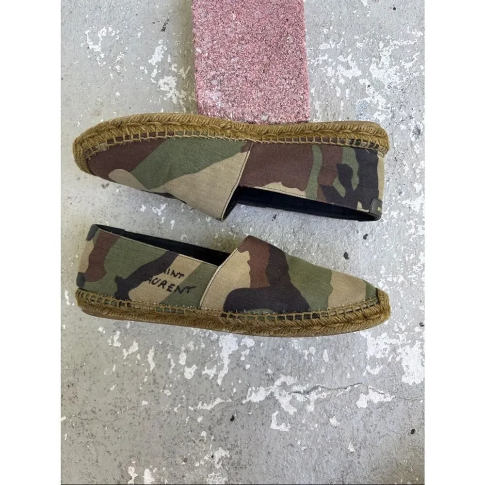 Saint Laurent camouflage canvas espadrilles